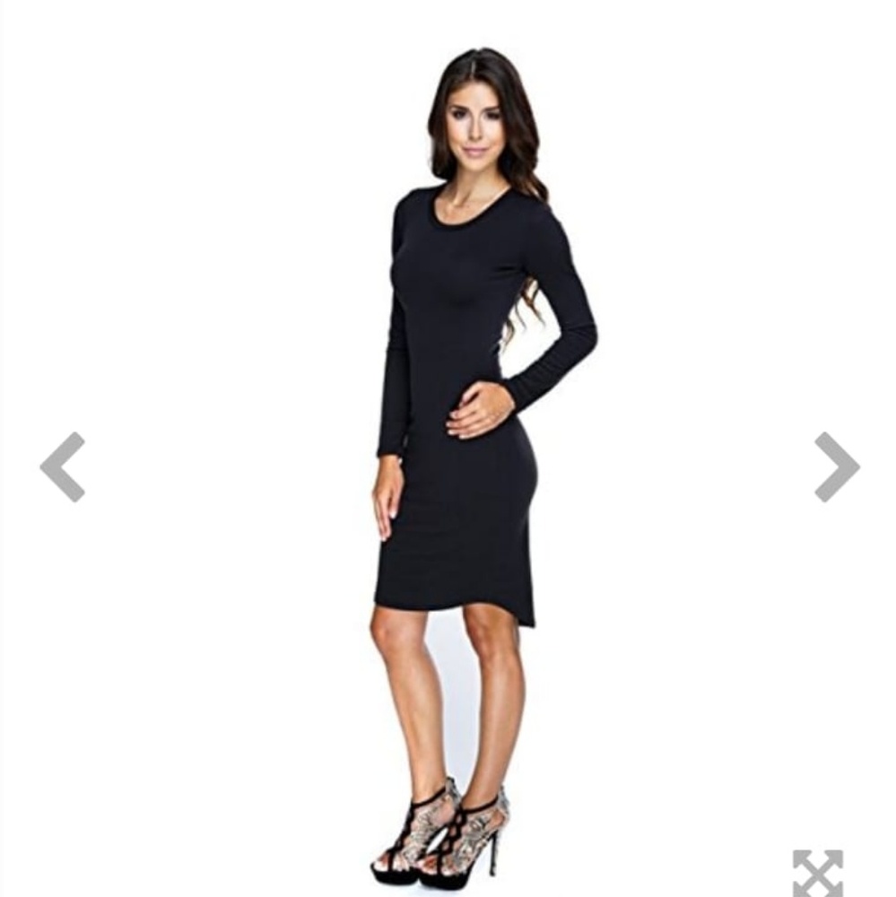 NEW DRESS MIDI COLOR BLACK WANTMYLOOK SIZE LARGE - Picture 3 of 8